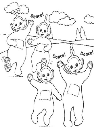 dance teletubbies coloring page
