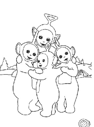 teletubbies hug coloring page