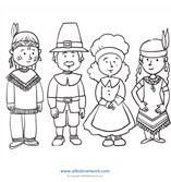 Pilgrims and Indians Coloring Page