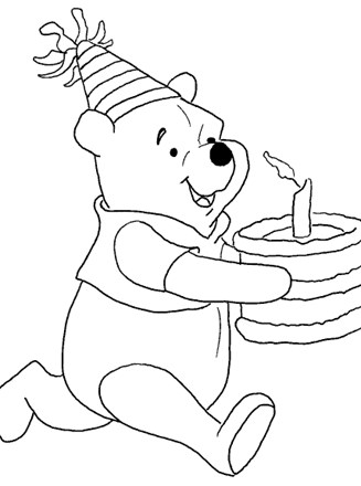 pooh birthday coloring page