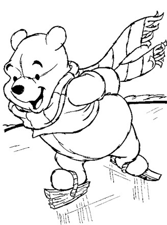 pooh skating coloring page
