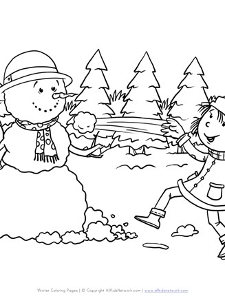 snowball fight coloring pages