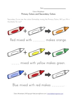 primary and secondary colors worksheet