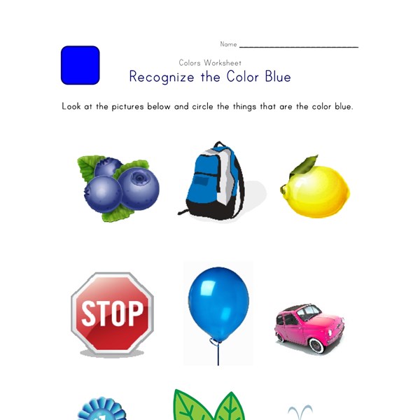 Worksheets Color Blue Worksheet recognize the color blue colors worksheet for kids all blue