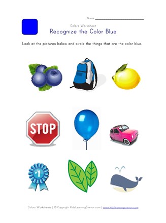 Recognize The Color Blue Colors Worksheet For Kids All Kids Network