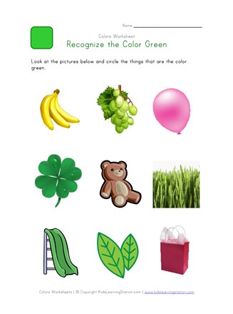 Recognize the Color Green - Colors Worksheet for Kids | All Kids Network