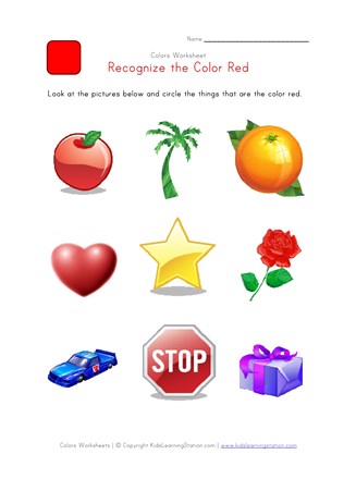 Recognize the Color Red - Colors Worksheet for Kids | All Kids Network
