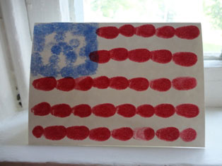 patriotic fingerprint flag card craft