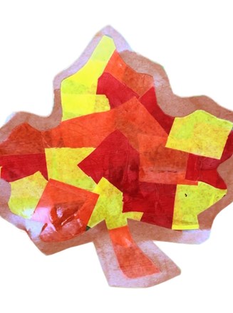 Colorful Autumn Leaves Craft from Crumpled Tissue Paper