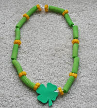 st patricks day pasta necklace finished - St Patrick Day Crafts For Kindergarten