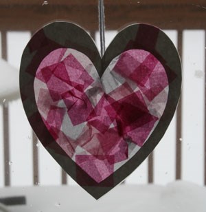 Valentine's Day Tissue Paper Heart Craft