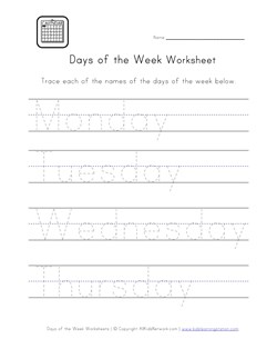 days of the week handwriting worksheet