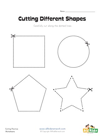 Cutting Shapes Worksheet | All Kids Network