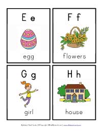 alphabet flash cards e through h