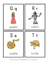 letter flash cards q - t