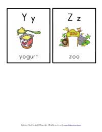 letter y and z flashcards