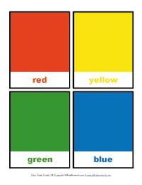 flash cards with pictures & colours 10cm x 5cm FUN Learning my Primary Colours 