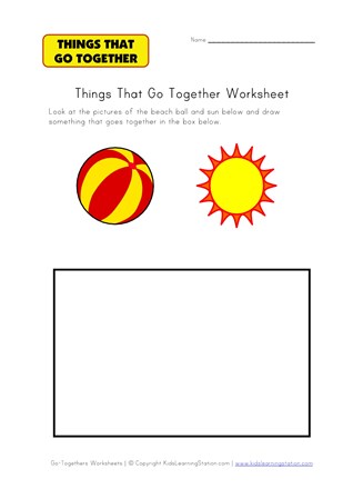 draw summer go togethers worksheet