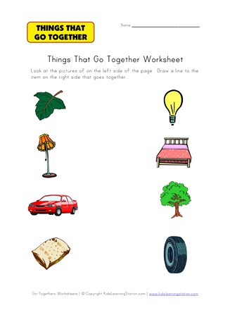 Matching Go Togethers Worksheet 1 All Kids Network