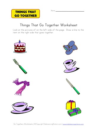 Matching Go Togethers Worksheet 4 All Kids Network