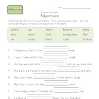 Worksheets Adjective Worksheets 2nd Grade second grade adjective worksheets all kids network