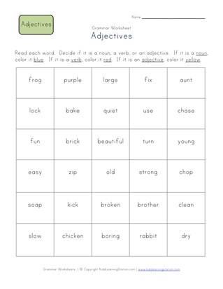 second grade adjective worksheets
