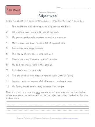 Circle the Adjectives Worksheet 1 | All Kids Network