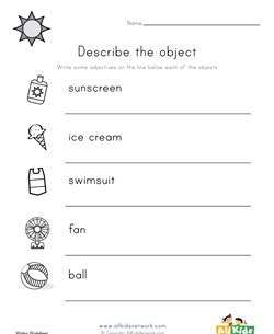 Summer Adjectives Worksheet