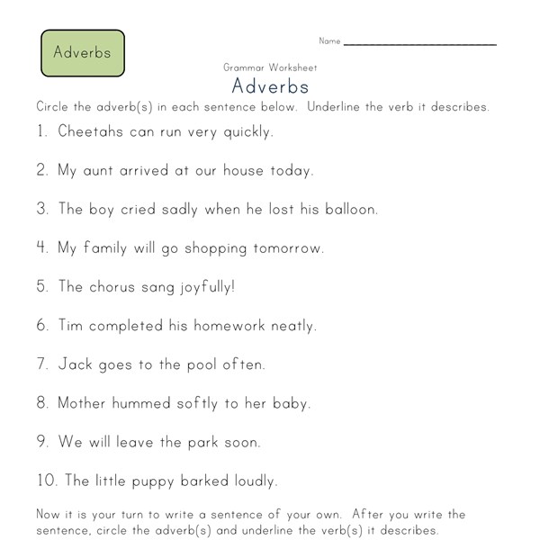 Worksheets Adverb Worksheets 2nd Grade 2nd grade adverbs worksheets all kids network