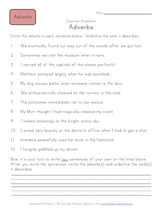 3rd grade adverbs worksheet