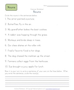 2nd grade circle the nouns worksheet