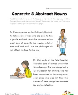 concrete and abstract nouns worksheet