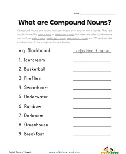 compound noun types worksheet