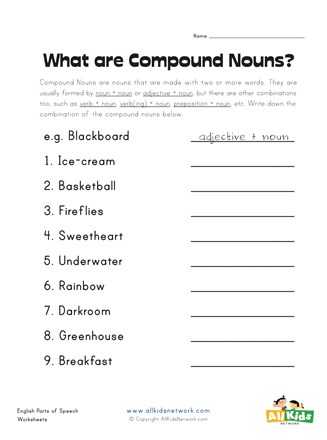 what are compound nouns worksheet 1 all kids network