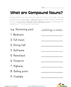 compound noun types worksheet