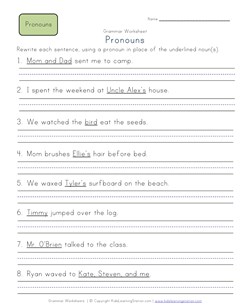 second grade pronouns worksheet