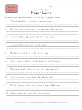 Capitalize Proper Nouns Worksheet | All Kids Network