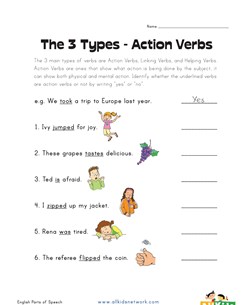 circle the action verbs worksheet