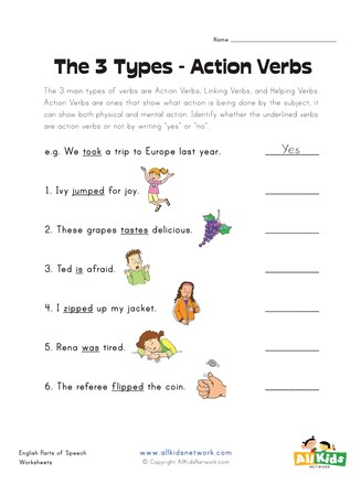 action verbs worksheet all kids network