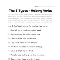 Printables Helping Verb Worksheet helping verb worksheets all kids network