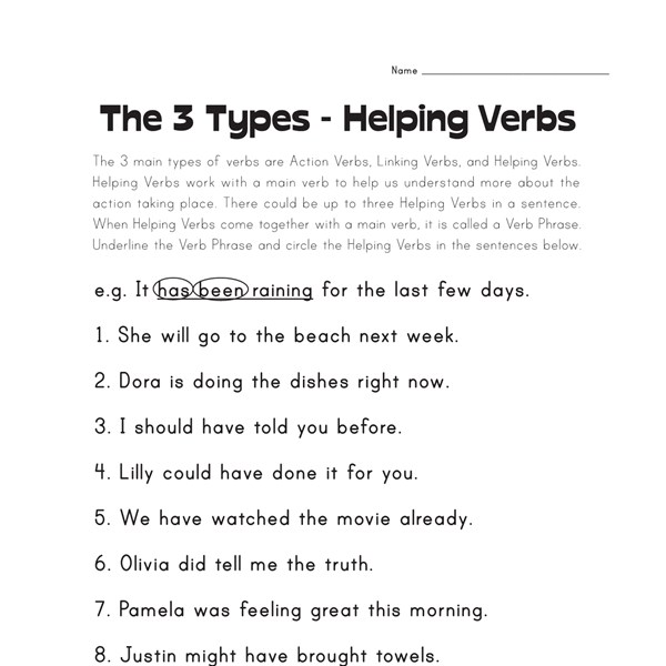 Worksheets Helping Verb Worksheet helping verb worksheets all kids network