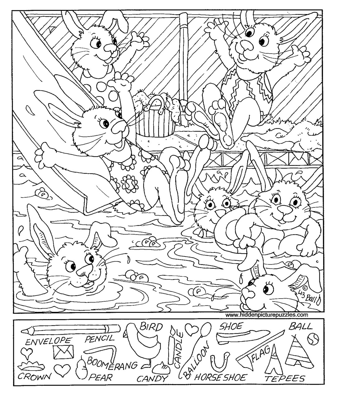 Happy Easter Hidden Pictures / Coloring Page — Jeanie Neal FaceUp First