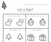 free printable worksheets for kindergarten christmas Christmas Left and Right Worksheet