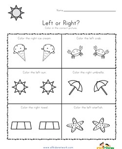 Summer Left and Right Worksheet