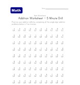 5 minute addition drill worksheet