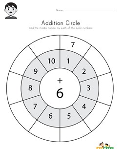 Addition Circle Worksheet 6