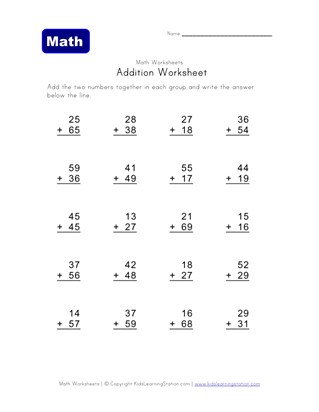 addition worksheets with carrying