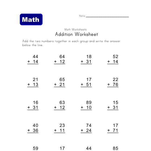 Addition Without Carrying Worksheet 1 | All Kids Network