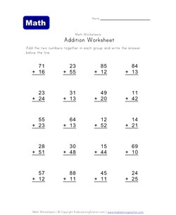 addition worksheet without regrouping 5