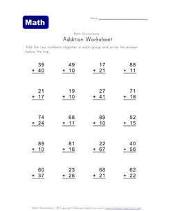 addition worksheet without regrouping 6